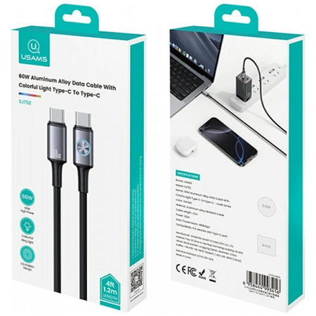 USAMS KABEL Huan SERIES DO USB-C 1,2M 60W Z FUNKCJĄ SZYBKIEGO ŁADOWANIA
