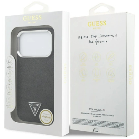 GUESS ETUI GLITTER TRIANGLE LOGO MAGSAFE DO IPHONE 17 PRO OCHRONA