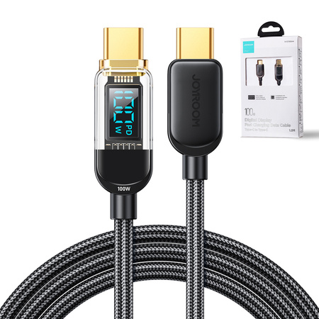 Joyroom kabel USB C – USB C 100W do szybkiego ładowania i transferu danych 1,2 m czarny (S-CC100A4)