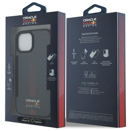 Red Bull RBHMP15S24CFGSMK iPhone 15 6.1 hardcase czarny/black Carbon Fiber Power Bar MagSafe