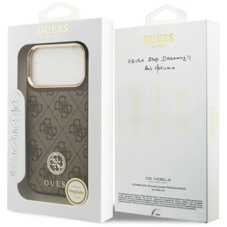 GUESS ETUI 4G STRASS LOGO DO IPHONE 17 PRO MAGSAFE Z BŁYSZCZĄCĄ