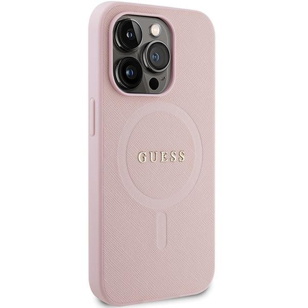 Etui Guess GUHMP14XPSAHMCP na iPhone 14 Pro Max - różowe Saffiano MagSafe