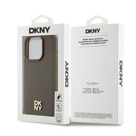 DKNY ETUI HARDCASE LEATHER PATTERN DO IPHONE 15 PRO MAX 6.7 DO MAGSAFE LOGO