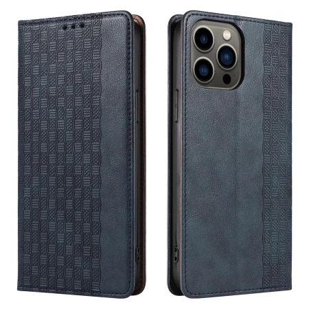 Magnet Strap Case etui iPhone 14 Pro pokrowiec z klapką portfel mini smycz podstawka niebieskie