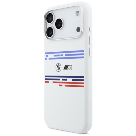 Etui BMW M Silicon Horizontal Line       MagSafe do iPhone 17 Pro Max biały