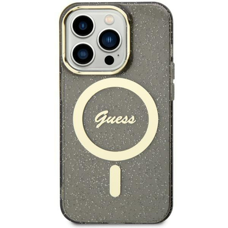 Etui Guess Glitter Gold MagSafe GUHMN61HCMCGK na iPhone 11 / Xr - czarne
