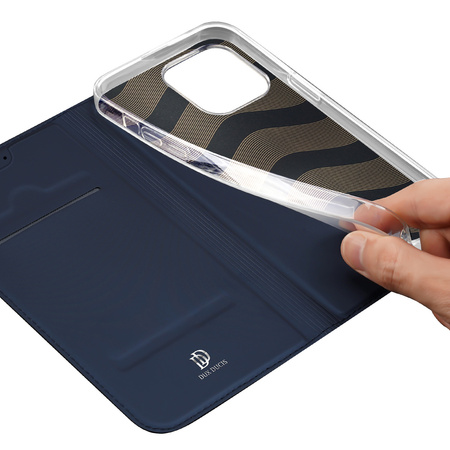 Etui do iPhone 15 Pro pokrowiec z klapką i portfelem Dux Ducis Skin Pro - niebieski