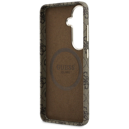 Etui Guess 4G Script MagSafe do Samsung  Galaxy S26 brązowy