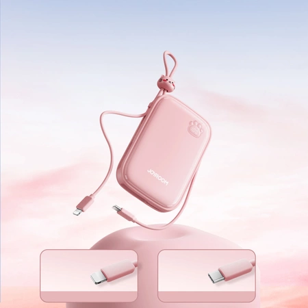Powerbank Joyroom JR-L008 Plus Cutie Series 22.5W 20000mAh ze stojakiem + kabel USB-A - USB-C - różowy