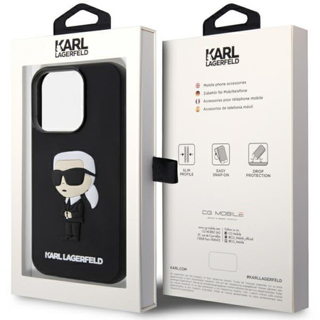 Etui Karl Lagerfeld KLHCP14X3DRKINK na iPhone 14 Pro Max 6.7" - czarne Rubber Ikonik 3D