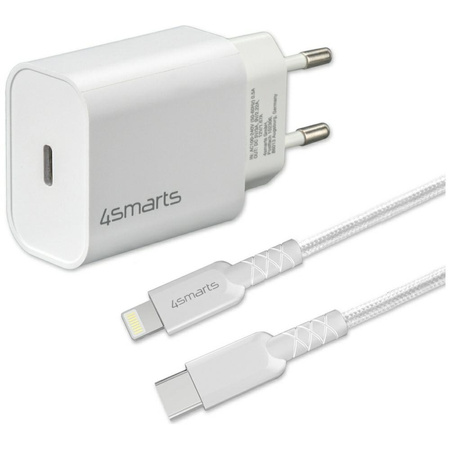 Ładowarka sieciowa 4smarts VoltPlug 20W  PD MFI USB-C z kable USB-C do Lightning biały