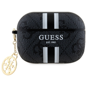 GUESS ETUI POKROWIEC DO AIRPODS PRO 2 2022 2023 ZDRUKOWANE PASKI CHARMS