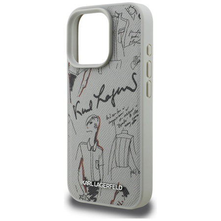 Etui Karl Lagerfeld Grained Pattern &    Logo MagSafe do iPhone 16 Pro Max szary