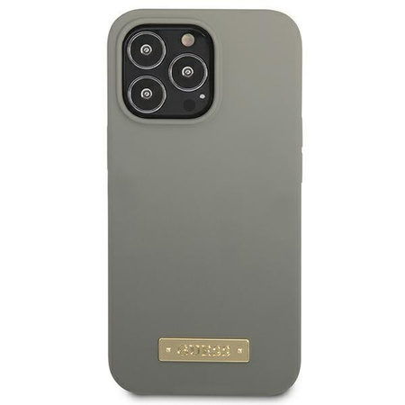 Guess GUHMP13LSPLG iPhone 13 Pro / 13 6,1" szary/grey hard case Silicone Logo Plate MagSafe