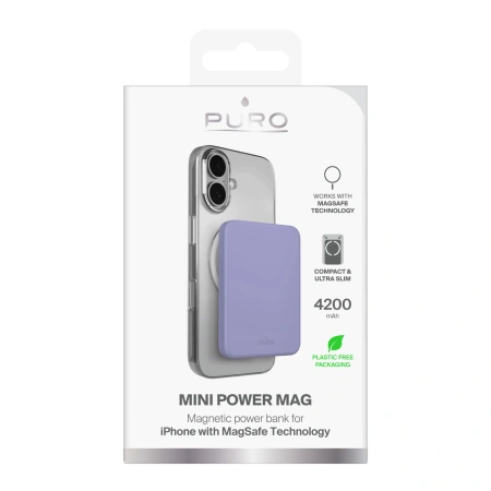 Powerbank Puro 4200mAh ultracienki kompatybilny z MagSafe USB-C - fioletowy