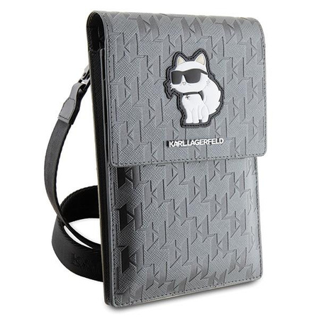 Etui Karl Lagerfeld Torebka KLWBSAKHPCG - srebrne Saffiano Monogram Choupette