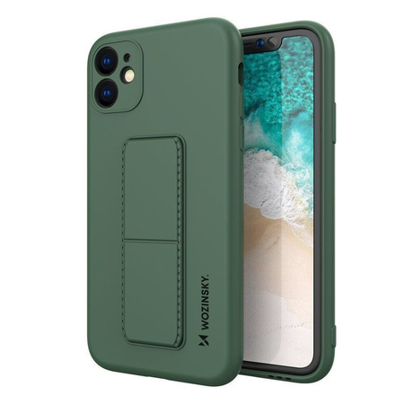 Wozinsky Kickstand Case silikonowe etui z podstawką iPhone 11 Pro ciemnozielone