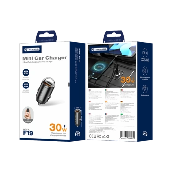 JELLICO ładowarka samochodowa F19 PD 30W 1xUSB-C + 1xUSB QC3.0 Czarny