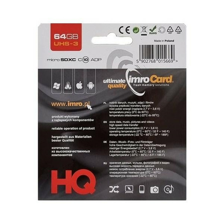 Karta pamięci microSDXC 64GB Imro+ adp10C UHS-3