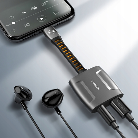 MCDODO PRZEJŚCIÓWKA ADAPTER LIGHTNING MINI JACK 3,5MM KABEL DO IPHONE 13 14