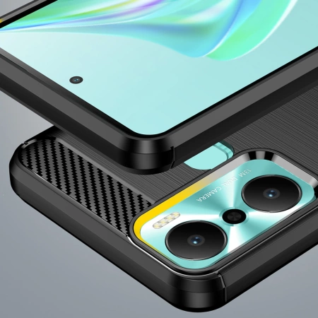 Carbon Case etui do Infinix Hot 20 Play elastyczny silikonowy karbonowy pokrowiec czarne