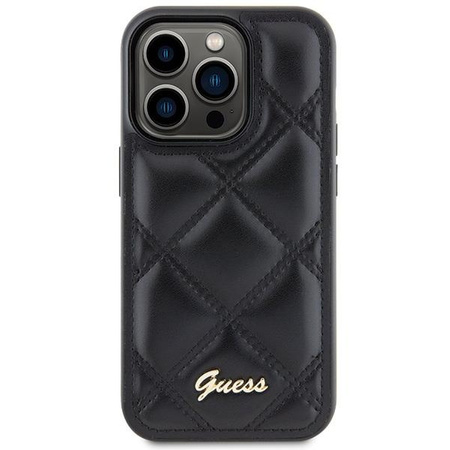 Etui Guess Quilted Metal Logo na iPhone 15 Pro Max - czarne
