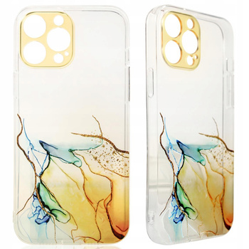 Marble Case etui do Samsung Galaxy A12 5G żelowy pokrowiec marmur pomarańczowy