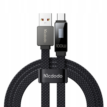 MCDODO KABEL USB-C SZYBKIE ŁADOWANIE DO SAMSUNG XIAOMI TYP C 6A 100W 1M LED
