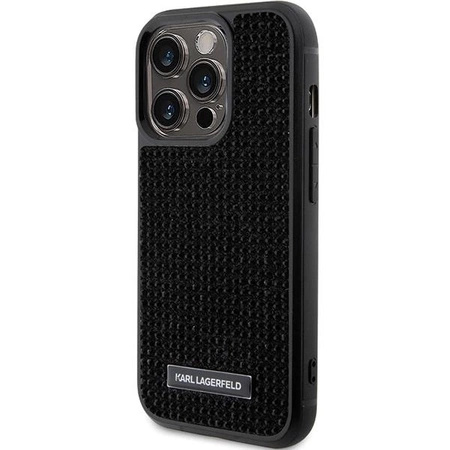 Etui Karl Lagerfeld Rhinestone Logo Metal Plate do iPhone 15 Pro - czarne