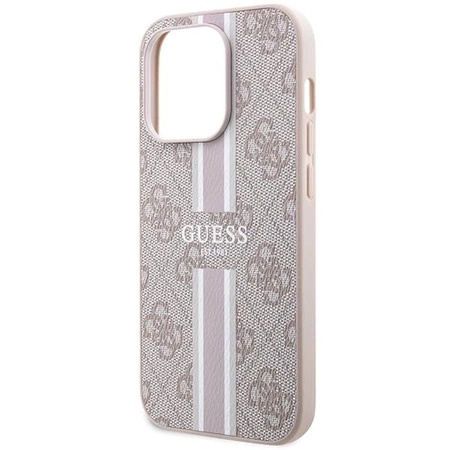 Etui Guess 4G Printed Stripes MagSafe na iPhone 15 Pro - różowe