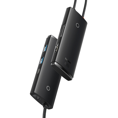 Baseus Lite Series wielofunkcyjny HUB USB Typ C - 2 x USB 3.0 / USB Typ C / HDMI 1,4 / SD/TF czarny (WKQX050001)