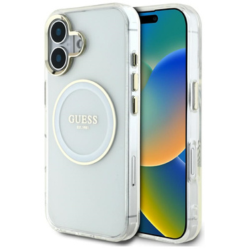 GUESS ETUI IML METAL COLORED CIRCLE DO MAGSAFE IPHONE 16 LOGO CLASSIC