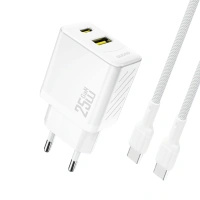 Ładowarka sieciowa Dudao A26TCEU PD QC 25W GaN USB-A USB-C z kablem USB-C - biała