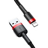 Baseus Cafule Cable wytrzymały nylonowy kabel przewód USB / Lightning QC3.0 1.5A 2M czarno-czerwony (CALKLF-C19)