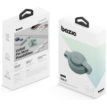 Ładowarka indukcyjna Bazic GoMag Trio 2  3w1 15W magnetyczna do iPhone/Watch/AirPods pistacjowy