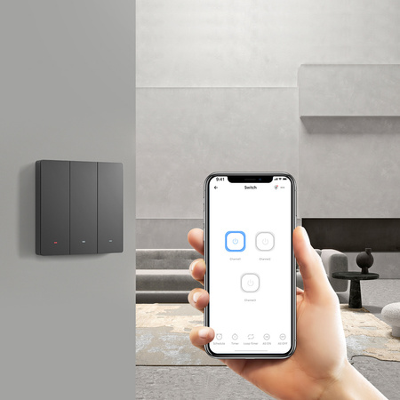 Sonoff inteligentny 3-kanałowy przełącznik ścienny WiFi czarny (M5-3C-86)
