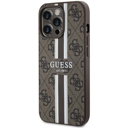 Etui Guess GUHMP13XP4RPSW na iPhone 13 Pro Max 6.7" - brązowe 4G Printed Stripes MagSafe