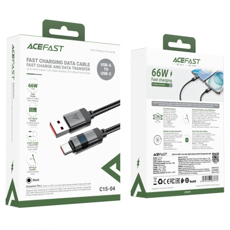 ACEFAST KABEL USB-A DO USB-C 66W DO ŁADOWANIA TELEFONÓW SAMSUNG GALAXY 1.2M