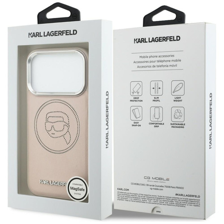 Etui Karl Lagerfeld K Head Point Logo    MagSafe do iPhone 17 Pro Max różowy