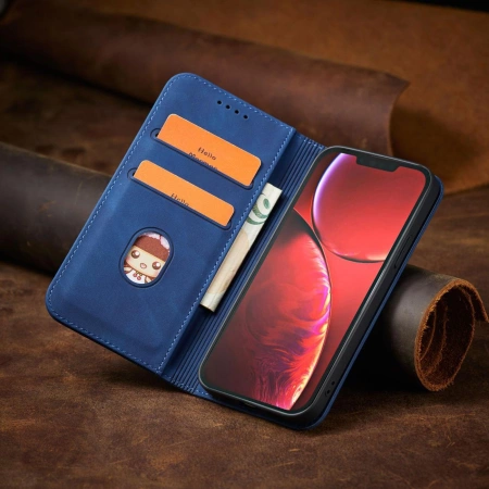 Magnet Fancy Case etui iPhone 14 Pro Max pokrowiec z klapką portfel podstawka niebieskie