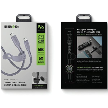 ENERGEA KABEL USB-C 1.5M DO USB-C 240W 5A PD DO TELEFONÓW SZYBKIE ŁADOWANIE