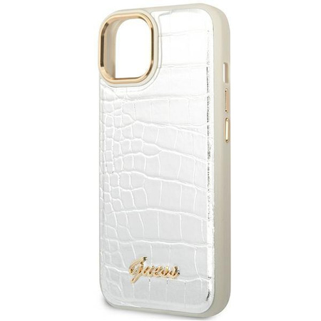 Guess GUHCP14SHGCRHS iPhone 14 6,1" srebrny/silver hardcase Croco Collection