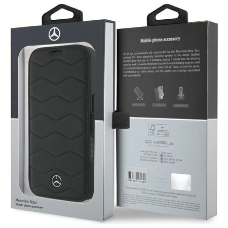 Mercedes MEBKP16X23RWRSK iPhone 16 Pro   Max 6.9 czarny/black bookcase MB Waves Leather