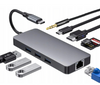 Adapter do laptopa CO2, Hub 9w1, USB-C, HDMI ,4K, karta SD , karta Micro SD, Ethernet Gigabit, Jack 3,5 mm, Space gray 0044