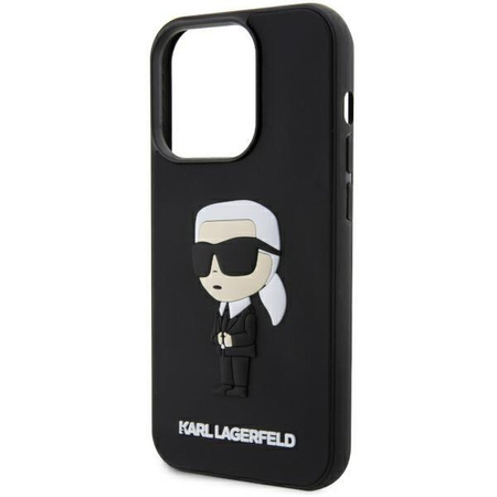 Etui Karl Lagerfeld KLHCP14L3DRKINK na iPhone 14 Pro - czarne Rubber Ikonik 3D