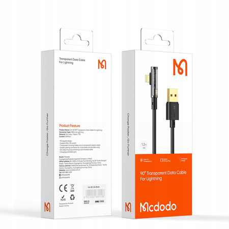  McDodo Kabel Prism, do iPhone, kątowy,  szybki, 36W, 1.2m