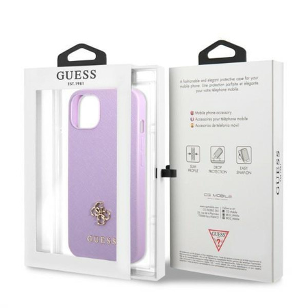 Etui Guess GUHCP13SPS4MU na iPhone 13 mini purpurowy/purple hardcase Saffiano 4G Small Metal Logo