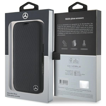 MERCEDES POKROWIEC DO IPHONE 16 6,1 BOOKCASE Z OCHRONĄ SKÓRZANY I DREWNIANY