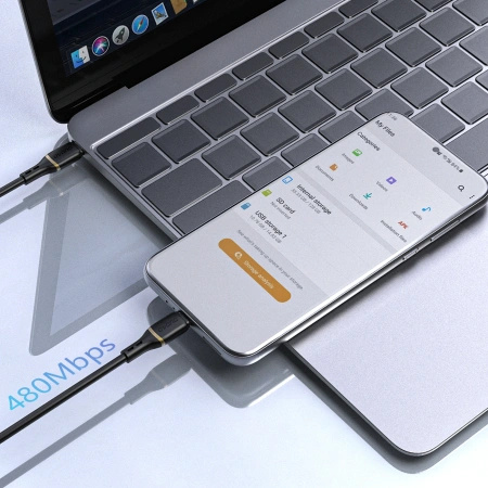 Kabel Dudao L25C USB-C 1m 60W w miękkim silikonowy oplocie - czarny