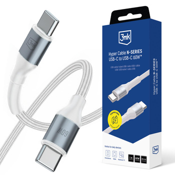 Accessories - 3mk Hyper Cable N-SERIES C to C 1m PD 3.0 QC 3.0 20V/3A 60W White